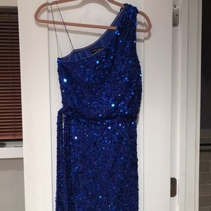 Aidan Mattox Blue Sequin Cocktail Dress
